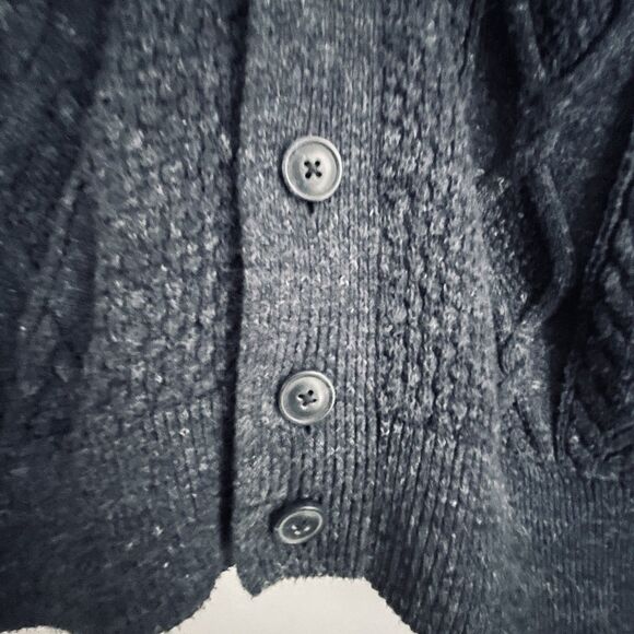 Vtg Gap Cardigan Sweater Men L Navy Blue Fleck Grandpa Chunky Knit Shawl Collar - Picture 7 of 13